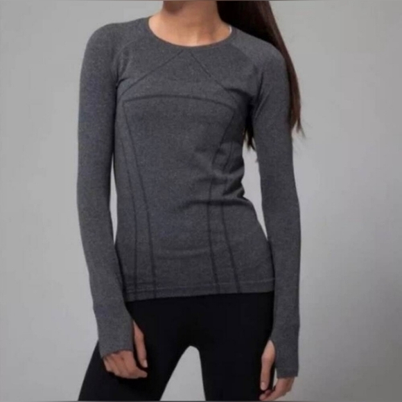 Ivivva Other - Ivivva by Lululemon Girls Gray Swiftly Fly Tech Long Sleeve Athletic Top Sz 12
